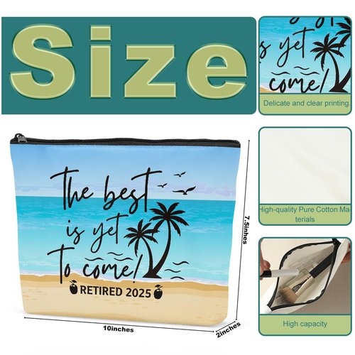 Sldpngo Retirement Gifts for Women 2025 Makeup Bag, Happy Retirement Retired Coworker Leaving Gifts for Women, The Best Is Yet to Come Retirements Cosmetic Bag