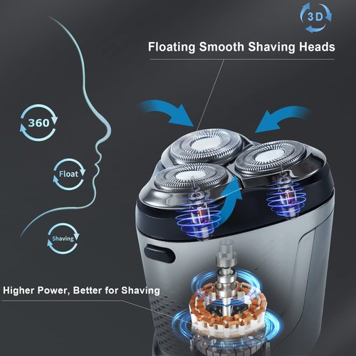 Electric Razor for Men with an Extra Head,Waterproof Electric Shaver, Rechargeable Cordless Shavers,USB-C Fast Charging,LED Display,Wet/Dry