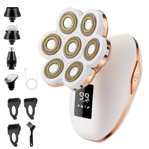 Electric Razor for Women, 7D Facial Hair Removal, 5-in-1 Wet/Dry Bikini Trimmer, Electric Shaver for Women, Rechargeable Face Shaver for Arms Legs Armpit Pubic Area, Painless Womens Grooming Kit