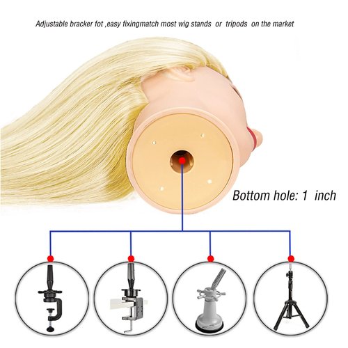 JMHAIR Blonde Mannequin Head with 80% Real Human Hair,28-30inches Long Hair Hairdresser Practice Training Head ,Manikin Cosmetology Makeup Manican Doll Head for Display Braiding Styling Curling