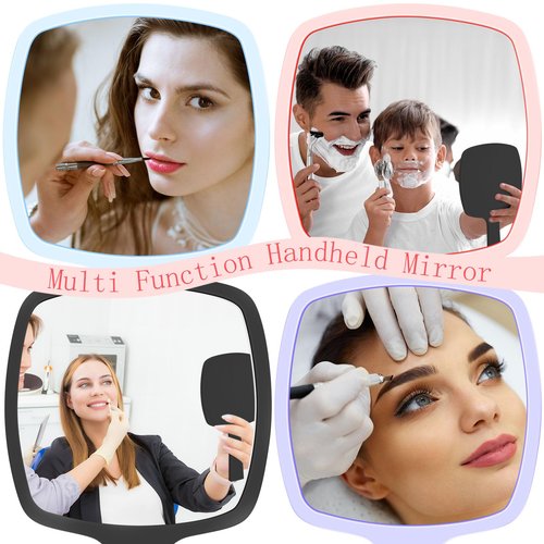 Threehoney 25 Pcs Hand Mirrors Handheld Mirrors with Handle Bulk 6.3 x 3.54 Inch Travel Makeup Tools Portable Vanity Glass for Bathroom Home Barber Salon Camping Gifts for Women (Black)