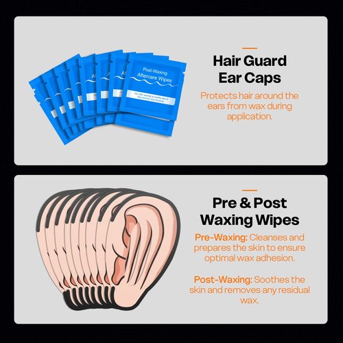 Wokaar Ear Hair Removal Kit for Nose and Eyebrow | 100 g Wax, 30 Sticks | Nose Wax Kit for Men and Women | Includes Balm Wipes,Earplugs, Ear Protectors | Lasts up to 5 Weeks | No Microwave Needed