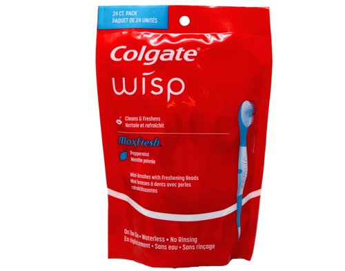 Colgate Max Fresh Wisp Disposable Mini Toothbrush, Peppermint , 3 Pack (24 Count)