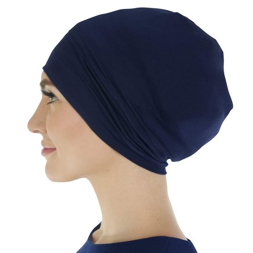 ALEXANDER PRODUCTS Satin Lined Sleep Cap Adjustable Bonnet Slouchy Beanie Slap Hat for Natural Curly Girls and Frizzy Hair Cap for Women Blue