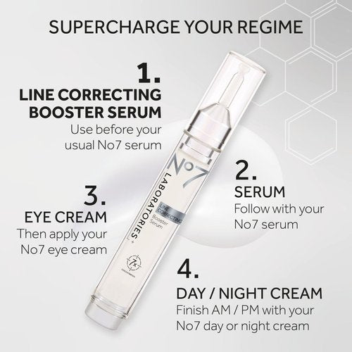 No7 Laboratories Line Correcting Booster Serum - Potent Collagen Peptide Serum for Fine Lines and Wrinkles - Moisturizing Formula for All Aging Skin Types (25 ml)