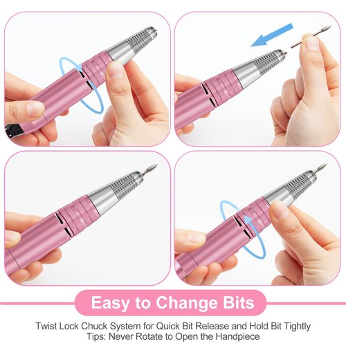 Nail Drill Handpiece Replacement for Professional Nail Drill Machine, 30000 RPM Handpeice Replacement Parts for SUBAY, ALLE˙S, HOINVO and JIASHENG, Pink