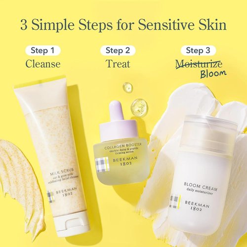 Beekman 1802 Oat + Goat Milk Exfoliating Face Scrub - Gentle Cleansing With Jojoba Bead Facial Exfoliator - Travel Friendly Sensitive Skin Face Cleanser - Fragrance Free