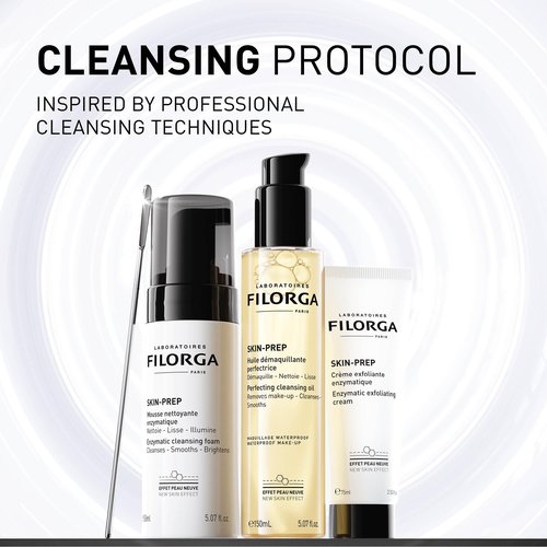 Filorga Skin-Prep Cleansing Oil Makeup Remover with Omega-6 Fatty Acids and Papain Enzymes to Remove Makeup and Deeply Cleanse Skin, 5.07 fl. oz.