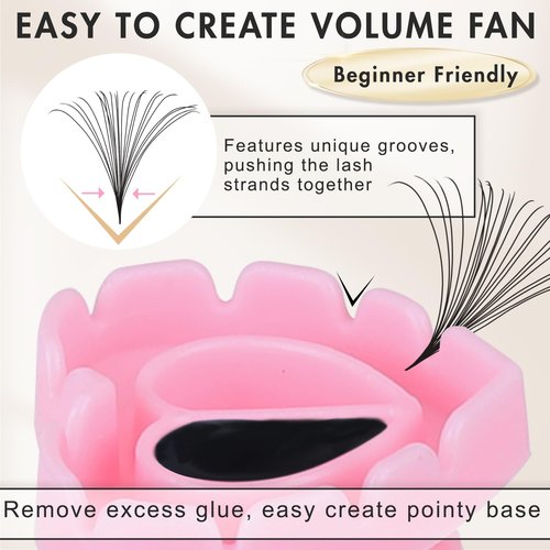 Embagol 100 PCS Glue Rings for Eyelash Extensions Disposable Lovely Heart Blossom Cups Makeup Plastic Nail Art Supplies - Pink