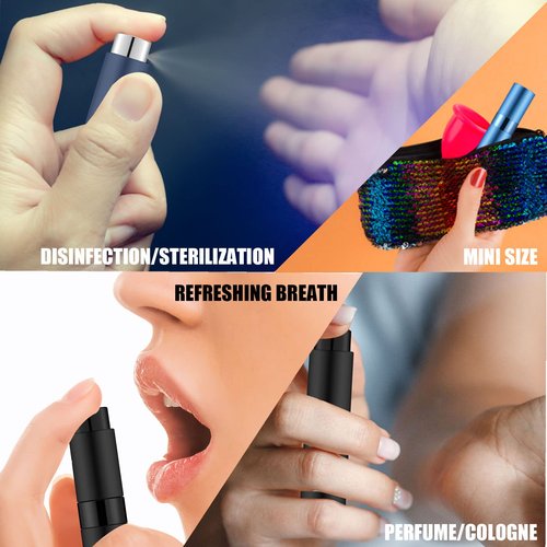 KOIBITO 7PCS/8ML Portable Refillable Mini Perfume Atomizer Bottles, Empty Cologne Spray Bottle, Pocket Travel Perfume Bottles Include Refill Tools(Matte Black)