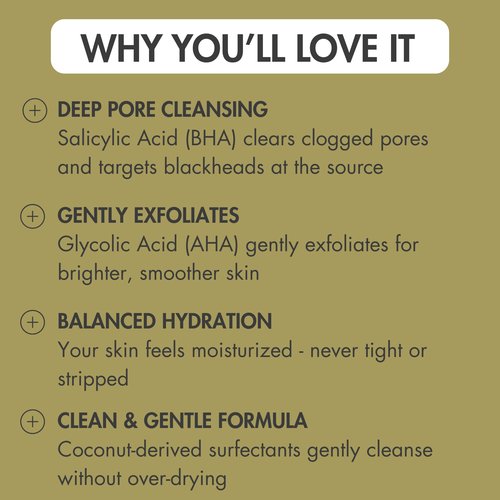 NOLIO BHA Cleanser – Salicylic Acid & Glycolic Acid Face Wash for Acne & Oily Skin – Exfoliating Daily Cleanser – Gently Removes Excess Oil, Dirt & Impurities – 6.7 fl oz