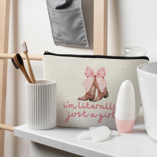 RYYCDOI Pink Western Makeup Bag, Cowgirl Makeup Bag, Pink Coquette Bow Cosmetic Bag, Western Gifts for Women, Cowgirl Gifts, Girly Makeup Bag, Preppy Makeup Bag, Cowgirl Stuff, Western Zipper Pouch