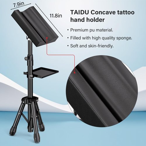 TAIDU Armrest Stand with Tray Arm Leg Rest Tripod - Adjustable Height and Tilt, 180 Rotation Chair for Tattoo Studio Supplies