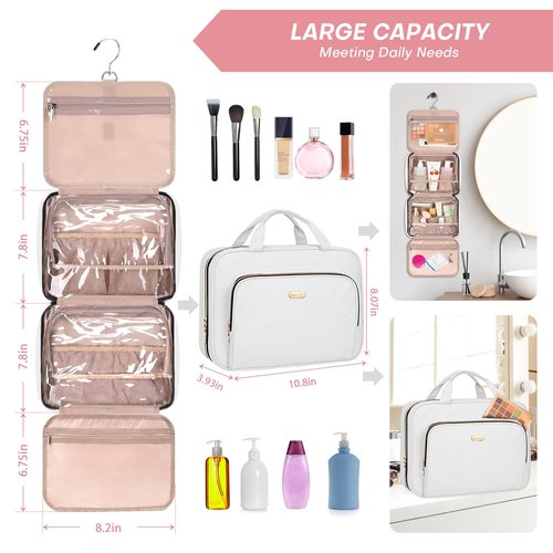 BALULHG Toiletry Bag with Hanging Hook, Portable Makeup Cosmetic Bags, Space-efficient, Collapsible Moving, making it more suitable for Travel