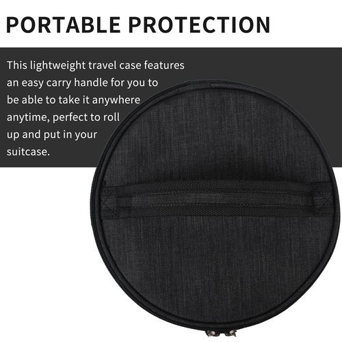 Travel Case for Wigs, Black Quilted Nylon with Interior Mirror, Zipper, & Double Stitching, Lightweight & Portable Wig Pouch by Adolfo Design