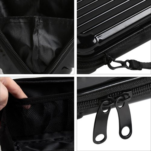 ASUNFO Black Hard Shell Cosmetics Case Carrying Hard Bag for Toiletry Storage Cross Body Bag with Shoulder Strap for Detachable Grip Rope and Shoulder Strap for Travel