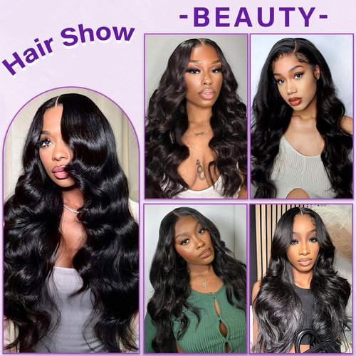 Olsmkis Body Wave HD Lace Frontal 13x4 16 Inch Ear to Ear Transparent Lace Front Closure 100% Unprocessed Brazilian Virgin Human Hair 13 x 4 Pre Plucked with Baby Hair 180% Density Natural Black
