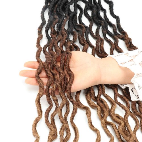Eliza 24 Inches Long Wavy Gypsy Locs Ombre soft Locs Crochet Hair 6 Packs Goddess Faux Locs Crochet hair Pre-looped African Roots Synthetic Braiding Hair Extensions for Black Women(24",6 Packs, 3027)