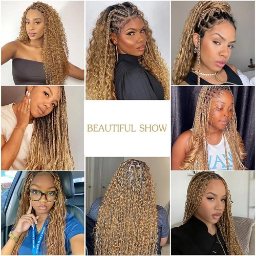 Human Braiding Hair 27#Honer Blonde Deep Wave Bulk Human Hair For Braiding Hair Extensions No Weft 1 Bundle 100g Micro Braiding Human Hair for Boho Knotless Braids Human Hair (16 Inch,27#,100g)