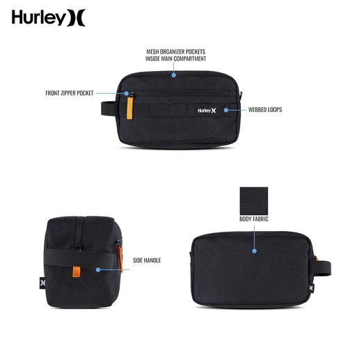 Hurley Kids' One and Only Small Items Travel Dopp Kit, Dark Grey, O/S