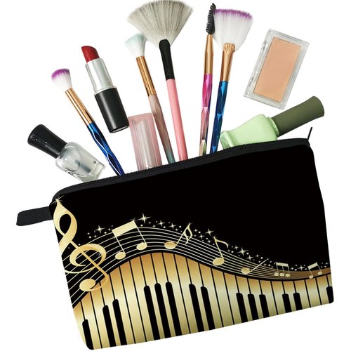 Livel lhood Musical Note Piano Cosmetic Bag for Women Cute Small Makeup Bag for Purse Travel Toiletry Zipper Pouch for Girls Gift for Music Lovers Musical Note Piano Makeup Bag for Her