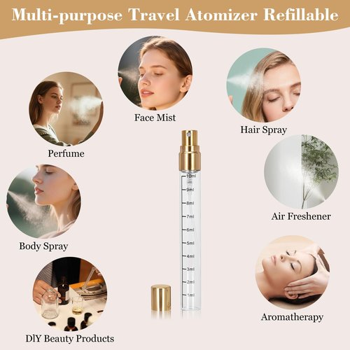 Beomeen 36Pcs 10ML Clear Glass Perfume Travel Refillable Spray Bottles, Mini Perfume Bottle Empty, Portable Cologne Atomizer Sprayer Travel Size Containers Refill Bottles Kit for Toiletries Dispenser