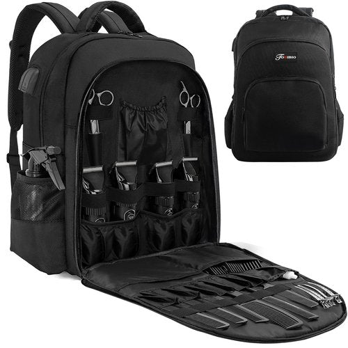 TORIBIO Barber Supplies Bag for Clippers and Supplies, Hairstylist Clipper Portable Backpack for Barber Tools (Black)