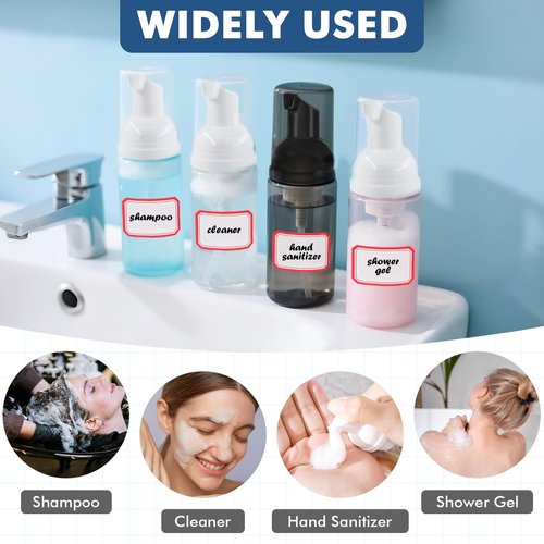 12 Pcs 2 oz Plastic Foam Pump Bottle Refillable 60ml Travel Mousse Foaming Soap Dispenser Mini Eyelash Cleaning Foam Bottle Dispenser for Face Wash Lash Shampoo Skin Care