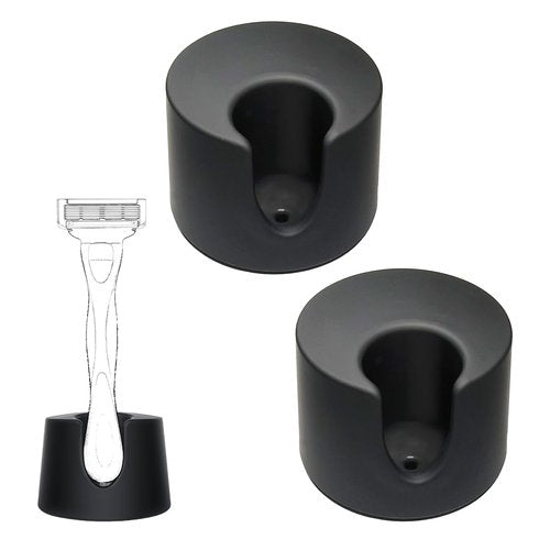 Nuyoach 2 Pcs Razor Holder Stand Compatible With Gillette Razor,Safety Razor Alloy Stand For Men,Shaver Organizer Holders Keep Razor Straight,Drain Shaving Base For Bathroom Countertops Accessory,Black
