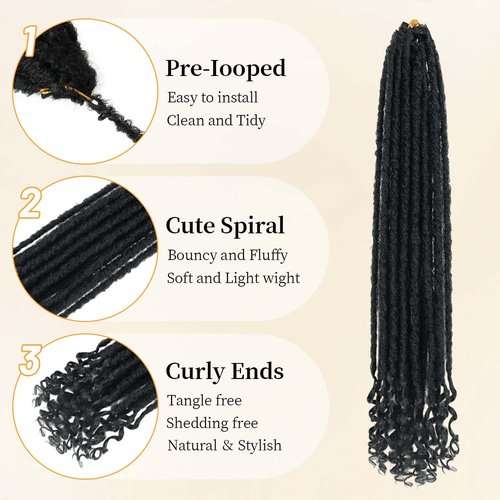 6 Packs Goddess Locs Crochet Hair, 24 Inch Straight Faux Locs Crochet Braids, Pre-Looped Curly Soft Synthetic Braiding Hair Extensions for Black Women(24 Inch, 6 Packs, 1B#)