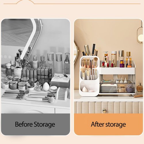 UShioart Large Makeup Organizer With Drawers Capacity Makeup Organizer,Large Vanity Top Skin Care Organizer, Perfume Skin Care Makeup Cabinet With Drawers Perfect Storage (14.5-In)