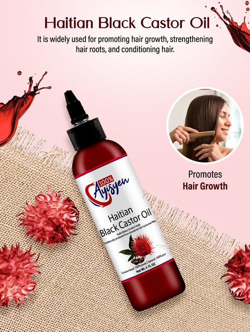 100% AYISYEN Haitian Black Castor Oil (Pack of 2)
