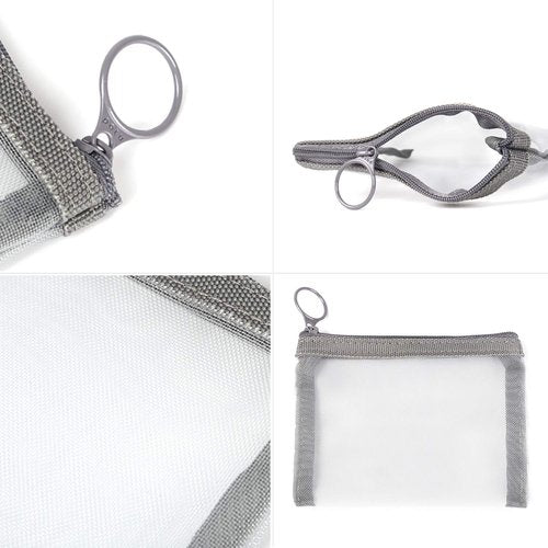 patu Zipper Mesh Bags, Pack of 5 (XS/S/M/L & Long Pouch), Beauty Makeup Cosmetic Accessories Organizer, Travel Toiletry Kit Set Storage Case, Gray