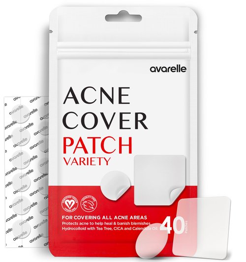 AVARELLE Pimple Patches Hydrocolloid Acne Patches, Acne Spot Treatment for Blemishes and Zit with Tea Tree Oil, Calendula Oil and Cica Oil for Face, Vegan, Cruelty F(8 XL + Variety + 80 CT)