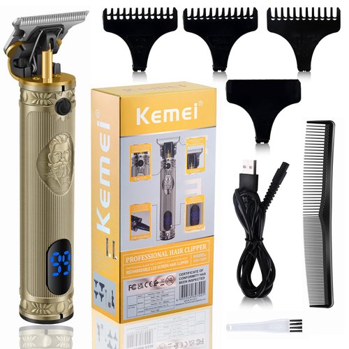 KEMEI Professional Hair Clippers for Men Pro Li Grooming Beard Trimmer Shavers Close Cutting Salon Cordless Rechargeable Quiet, KM-700H Gold