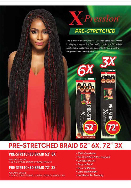 Outre Braids X-Pression Kanekalon 3X Pre Stretched Ultra Braid 72" (5-pack, 1)