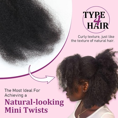 Sangtok Afro Kinky-Curly Human Hair Bulk for Twists, 16 Inch 50g Bulk Hair for Dreadlock Extensions Repair Locs Braiding, 100% 4C Human Bundles Hair(Black)