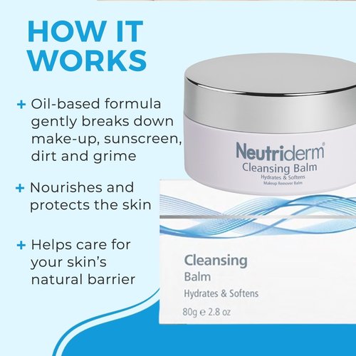 NEUTRIDERM Cleansing Balm – Hydrating Makeup Remover Balm & Oil Based Cleanser with Vitamin E & Ceramides for Soft, Radiant Skin | All Skin Types (80g/2.8oz)