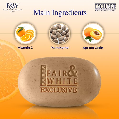 FAIR & WHITE Exclusive Exfoliating Soap - 7 oz / 200 g - Skin Brightening Bar, Moisturizing Soap for Uneven Skin Tone, with Vitamin C and Shea Butter
