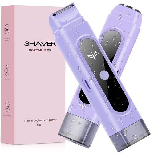 Kaaeiccr Bikini Trimmer for Women, Dual-Blade Shaver for Trimming Body and Pubic Hair for Silky Skin, Waterproof Design, Easy to Clean, Suitable for Underarms, Body, and Legs (Purple)