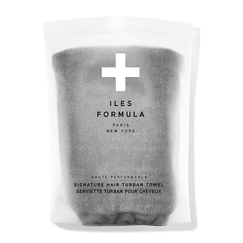 ILES FORMULA Hair Turban Towel – Ultra-Soft Microfiber Hair Towel Wrap for Fast Drying, Frizz Control & Breakage Protection – Large, Lightweight Hair Wrap for Short, Long & Curly – Grey