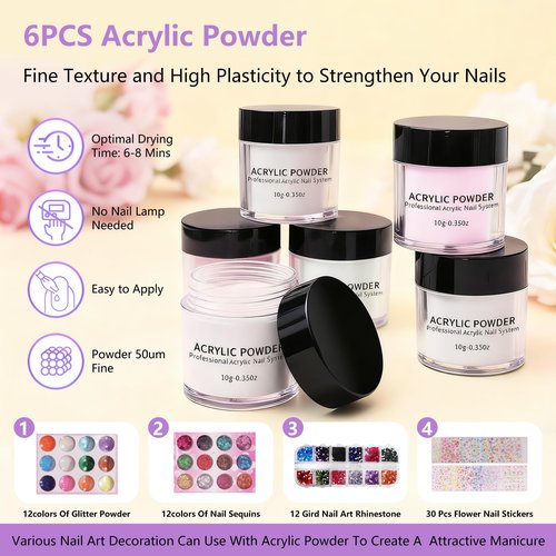 NIQZOPA Acrylic Nail Kit for Beginners: Professional Nail Kits with Everything - Acrylic Powder Liquid Set Nails Starter Kit With Drill and UV Light - Beginner Nail Tech Kit for Home Salon in Pink Bag