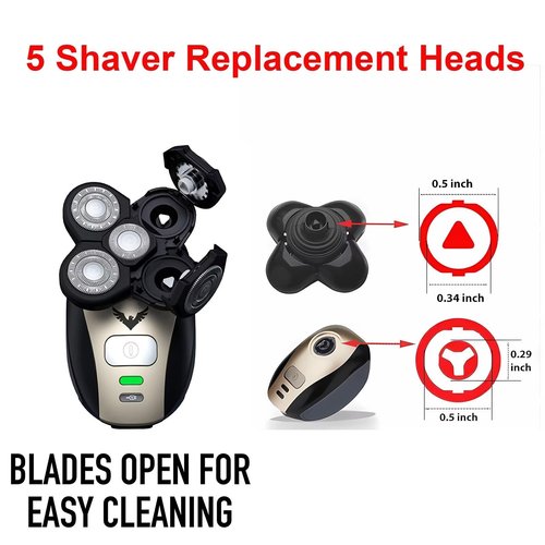 3 Pack Shaver Replacement Blades for Fre*bi*d Bald Men Head Shaver Kit, 5 Blades Head Shaver Replacement Heads,Head and Face Electric Razor Shaver Heads