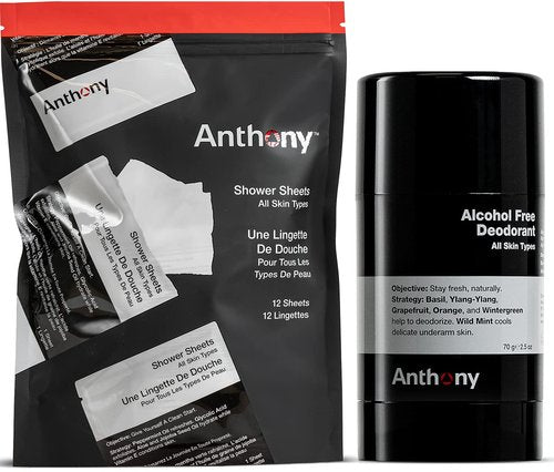 Anthony Shower Sheets, 12 Single Pack Sheets Alcohol Free Deodorant 2.5 Fl Oz
