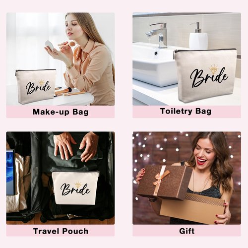 Lcoanriut Bridal Shower Gifts for Bride Cosmetic Bag, Wedding Gifts Engagement Gifts for Her, Wedding Registry Gifts Ideas Bridal Party Gifts Bride To Be Gifts Cute Makeup Bag