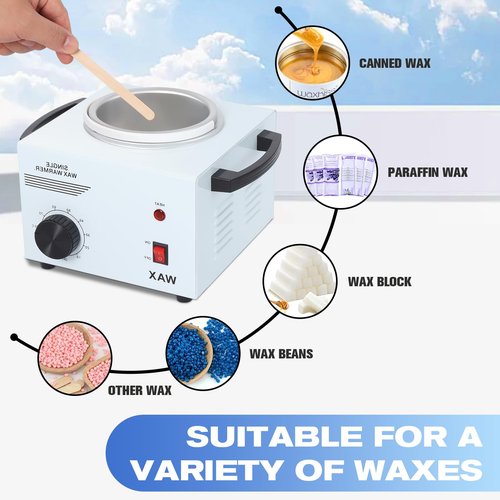 Wax Warmer for Hair Removal with Adjustable Temperature Set, Portable Professional Wax Heater for Spa and Salon,Body with 200pcs Wax Sticks (Single Pot)