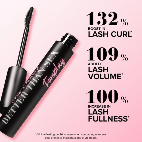 Too Faced Better Than Sex Waterproof Mascara & Foreplay Primer Travel Duo | Includes Better Than Sex Waterpoof Mascara For Lasting Volume, 0.17 Fl Oz + Foreplay Primer For Conditioning, 0.13 Fl Oz