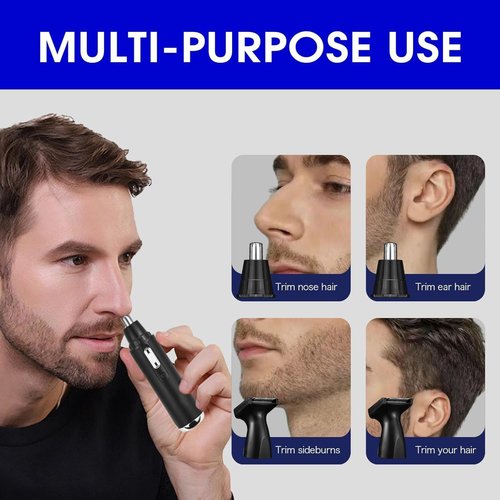ETbyto Back Shavers for Men Long Handle，Multifunctional Self-Service Electric Back Hair Razor with Adjustable Handle，Men's Back Shaver wiht Nose Hair Trimmer Set and 2 Shock Absorber Flex Heads,Black