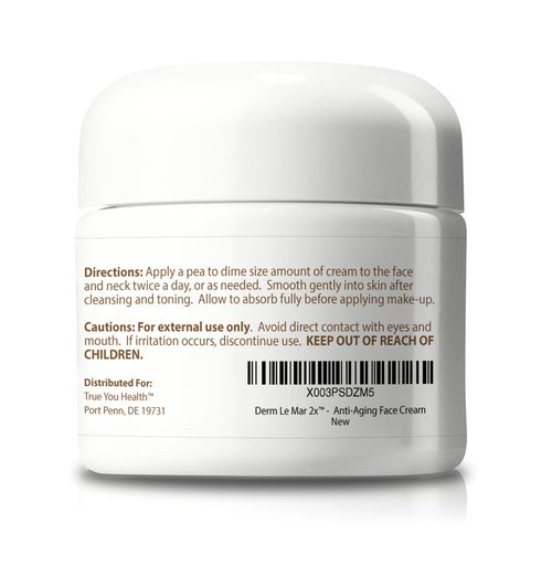 Derm Le Mar 2x Anti-Aging Face Cream - 2 Month Supply - Improved Formula w/Vitamin C, A & E - Aid Healthy Collagen Levels - Help Protect Skin Stem Cells, Reduce Wrinkles Appearance, & Fade Age Spots