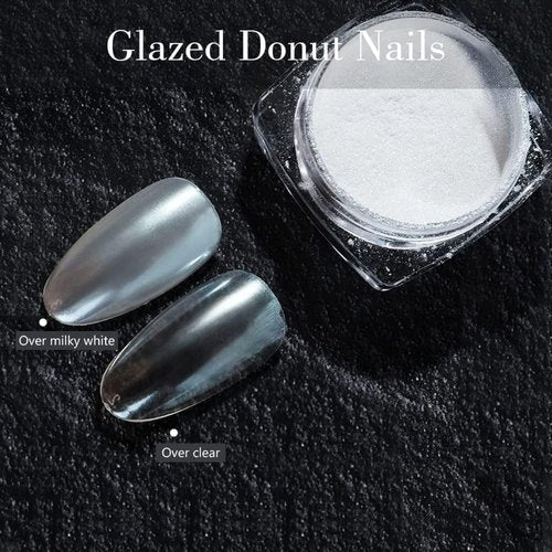 GZMAYUEN White Pearl Chrome Nail Powder, Mirror Effect Pearlescent Chrome Pigment Powder for Nails, Ice Aurora Nail Powder 3Pcs